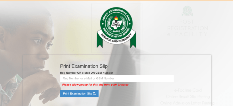 JAMB Slip printing