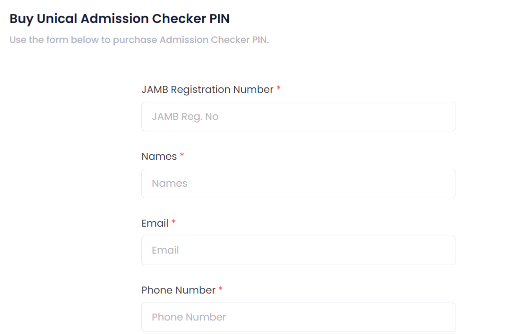 How to Buy UNICAL Admission Checker Pin Online 2026/2027