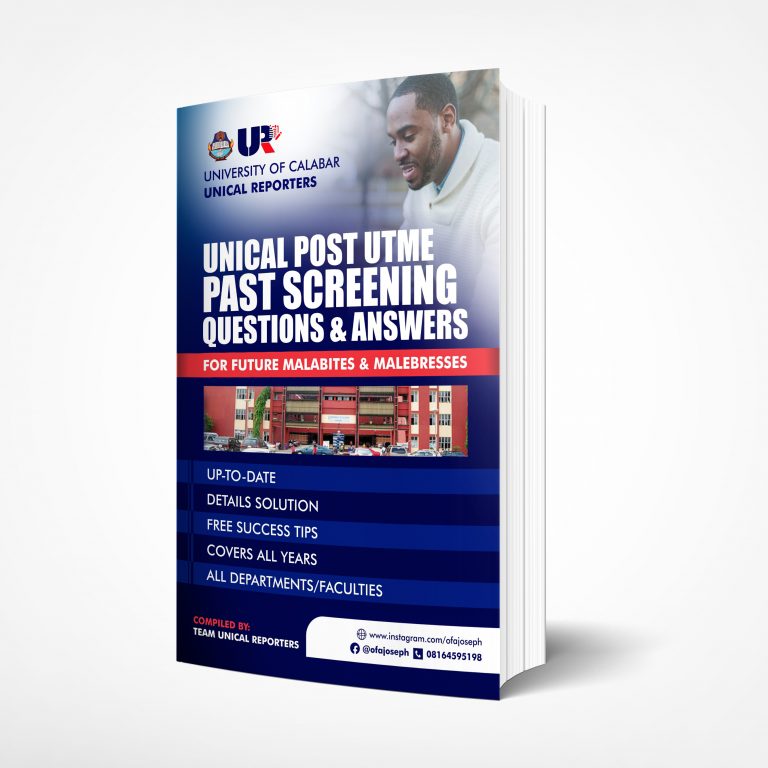 University of Calabar, UNICAL Post UTME Syllabus 2026/2027 and area of concentration is out for all courses.