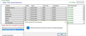 Olevel result upload 2026