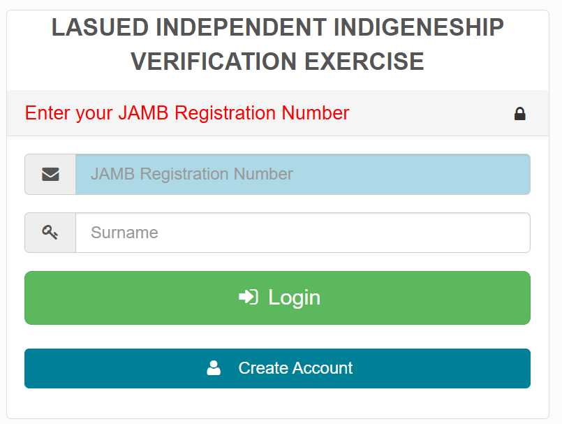 LASUED INDEPENDENT INDIGENESHIP VERIFICATION EXERCISE